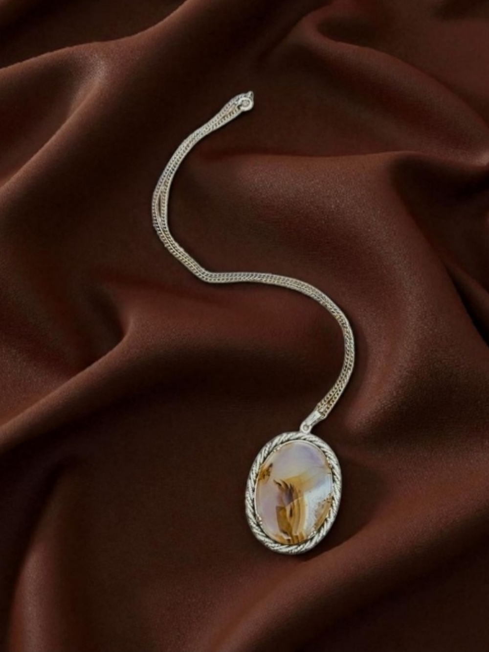 Unique Luminescent One-of-a-Kind Agate Pendant Necklace